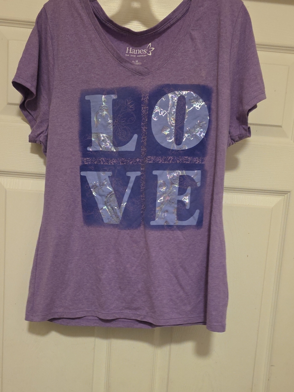 Hanes Purple LOVE Foil Accent Tee